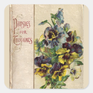 Victorian Book Cover Pansies Sticker