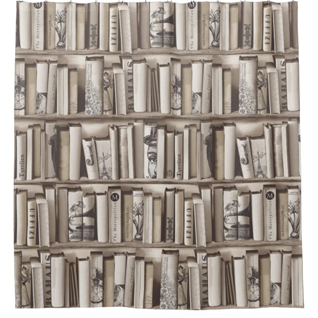 victorian books shower curtain (Front)