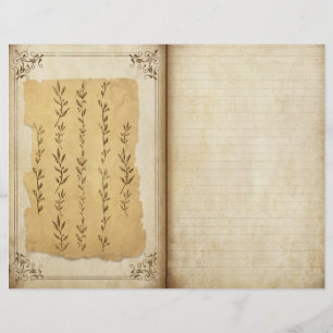 Victorian Botanical Journal Page Scrapbook Paper