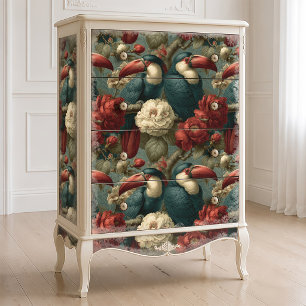 Victorian Botanical Toucan Jungle Decoupage Tissue Paper