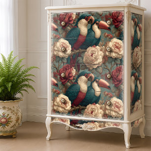 Victorian Botanical Toucan Parrot Craft Decoupage Tissue Paper
