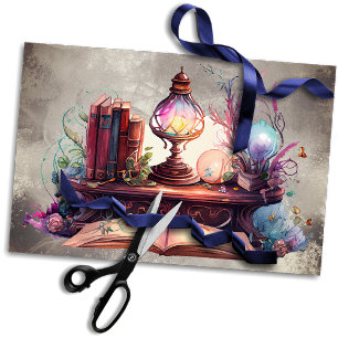 Victorian Boudoir   Antique Lamp on Reading Desk Tissue Paper