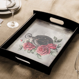 Victorian Boudoir   Old Pocket Watch and Red Rose Tissue Paper