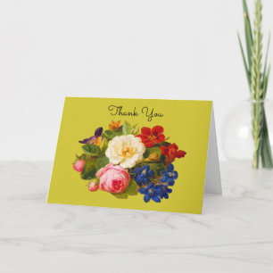 Victorian Bouquet with Roses and Butterfly Thank You Card