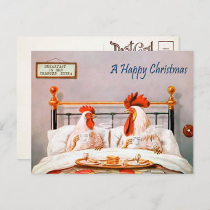 Victorian Breakfast in Bed Christmas Postcard