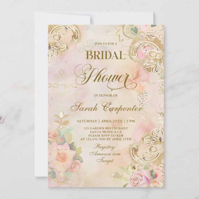 Victorian Bridal Shower Girl Vintage Invitation (Front)