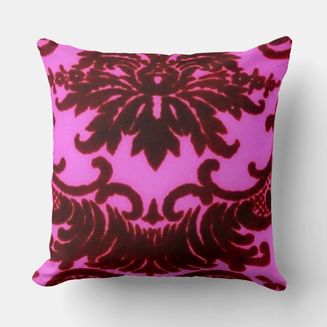 Victorian Brown And Pink Madison Damask Cushion (Front)