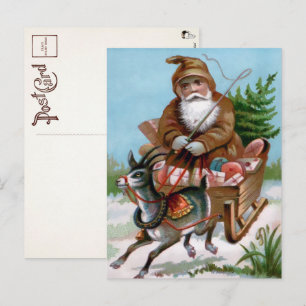 Victorian Brown Robed Santa Postcard