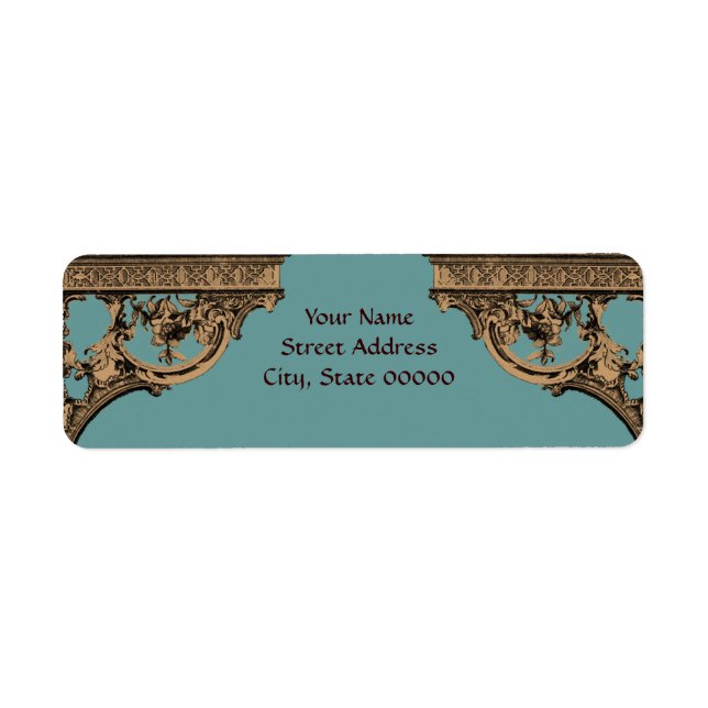 Victorian Brown & Teal address label (Front)