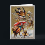 Victorian Bugs and Bird Christmas Card<br><div class="desc">Vintage Victorian bugs Christmas card.  High quality,  custom restored vintage image.</div>