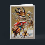 Victorian Bugs and Bird Christmas Card<br><div class="desc">Vintage Victorian bugs Christmas card.  High quality,  custom restored vintage image.</div>