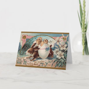 Victorian Bunny Egg Delivery Easter Greeting Card