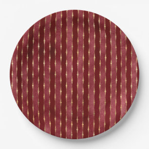 Victorian Burgundy and Gold Stripe Paper Plate