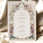 Victorian Burgundy Navy Blue Wedding Invitation<br><div class="desc">Immerse your guests in the charm of a bygone era with our Burgundy Bliss Victorian Wedding Invitation. This opulent invitation is a masterpiece of design, featuring a stunning array of roses in rich burgundy and blush, set against a backdrop of olive and sage green leaves. The elegant arches and flourishes...</div>