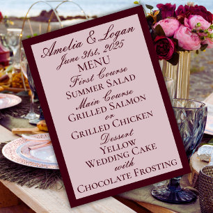Victorian Burgundy Text & Frame Wedding Menu