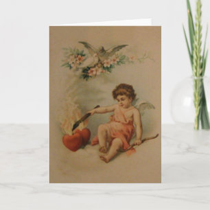 Victorian Burning Hearts Valentine's Day Note Card