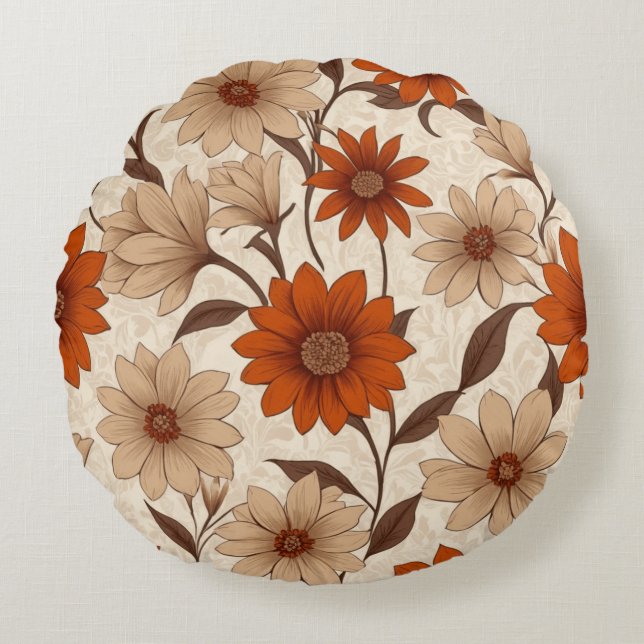 Victorian burnt orange floral pillow pillow (Front)