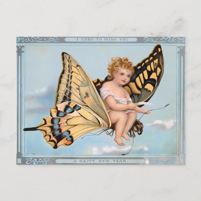Victorian Butterfly Baby Angel  Postcard (Front)