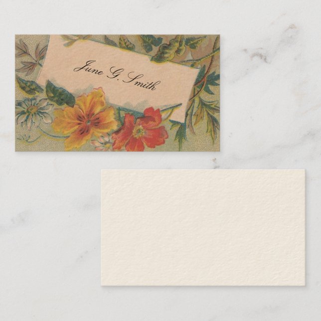 Victorian Calling Card - Flowers (Front/Back)