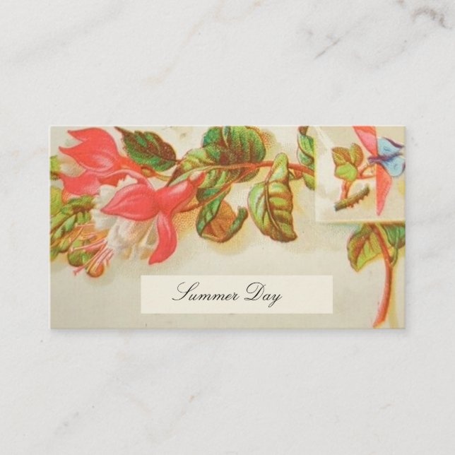 Victorian Calling Cards-Fuschia Flowers Business Card (Front)