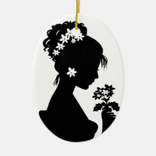 Victorian Cameo Silhouette Ceramic Tree Decoration