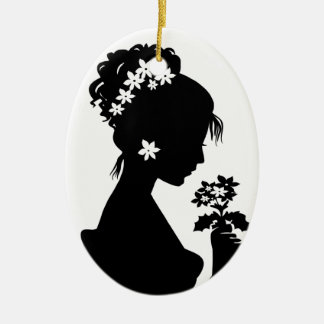 Victorian Cameo Silhouette Ceramic Tree Decoration