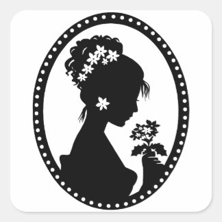 Victorian Cameo Silhouette Square Sticker