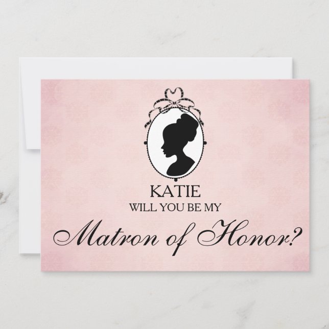 Victorian Cameo Will You Be My Matron of Honour Invitation (Front)