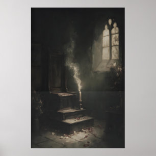 Victorian Candle Cathedral Stairwell Art Gothic Poster