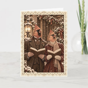 Victorian Cardinal Carolers Christmas Card