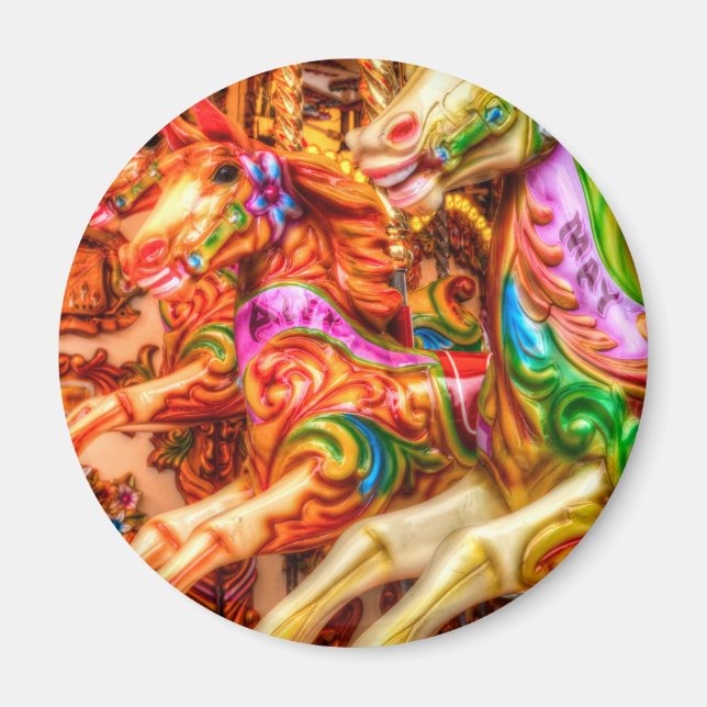 Victorian Carousel Horses Magnet (Front)