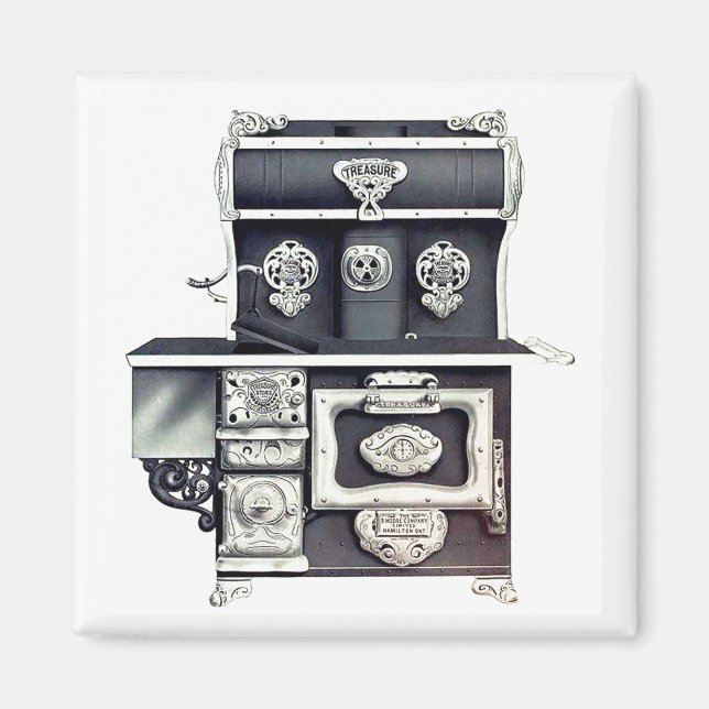 Victorian cast iron stove black and silver magnet (Front)