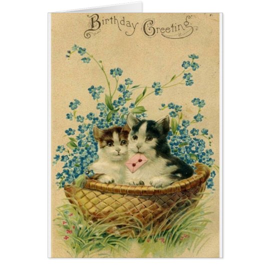 Victorian Cat Birthday Greeting Card