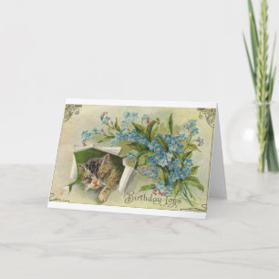 Victorian Cat Birthday Greeting Card