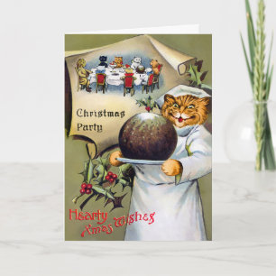 Victorian Cat Chef Christmas Card