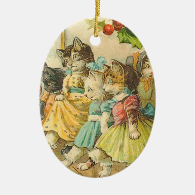 Victorian Cat Christmas Ornament (Front)