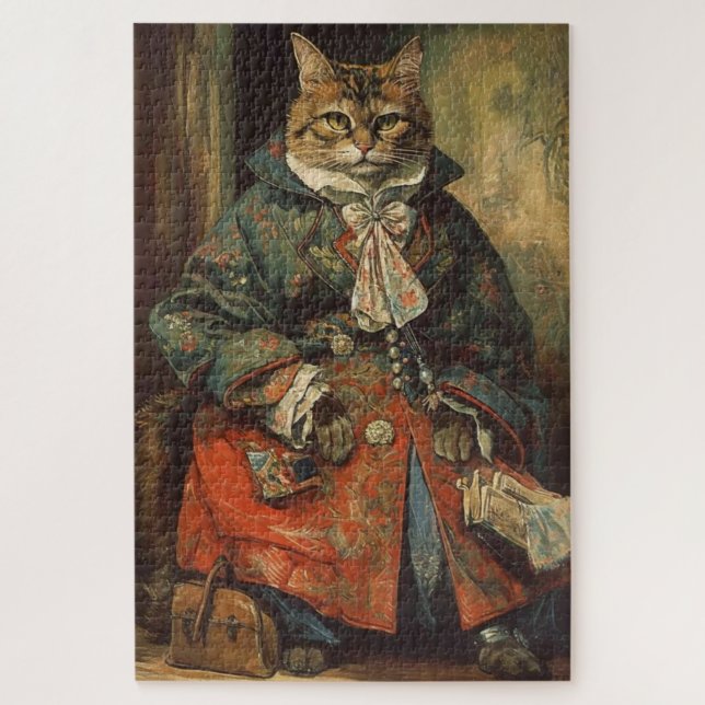 Victorian Cat Cute Cat Jigsaw Puzzle (Vertical)