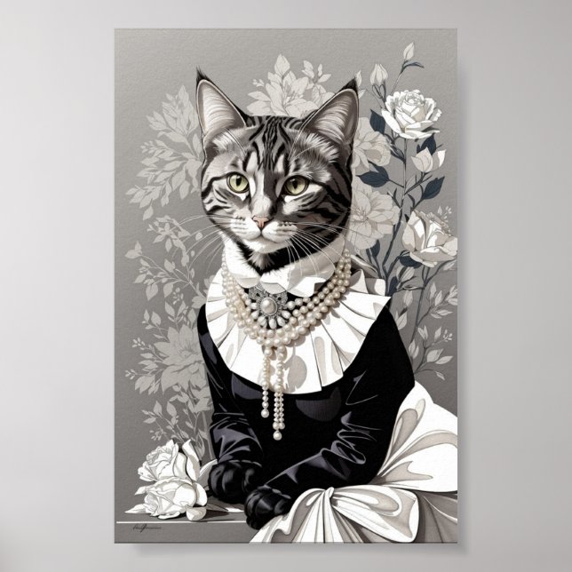 Victorian cat dressed in black poster (Front)