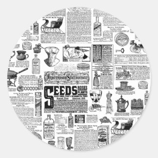 victorian catalog black white antique toile classic round sticker