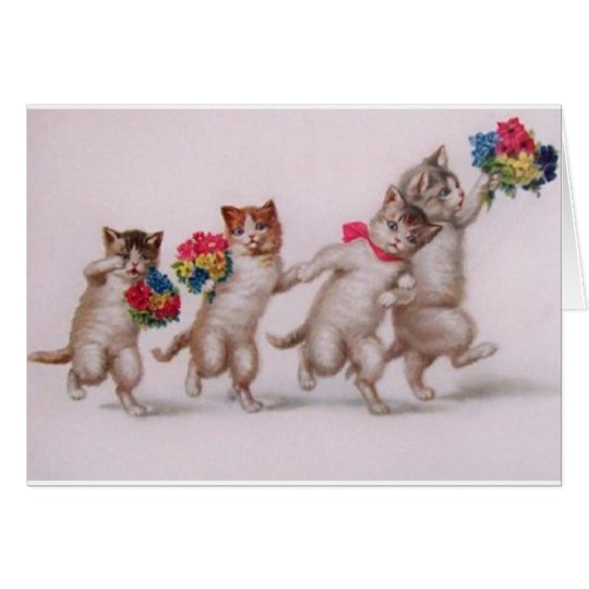 Victorian Cats And Kittens Best Wishes Card