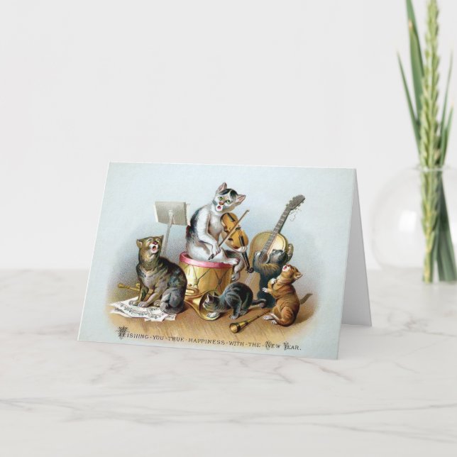 Victorian Cats New Year Card (Front)