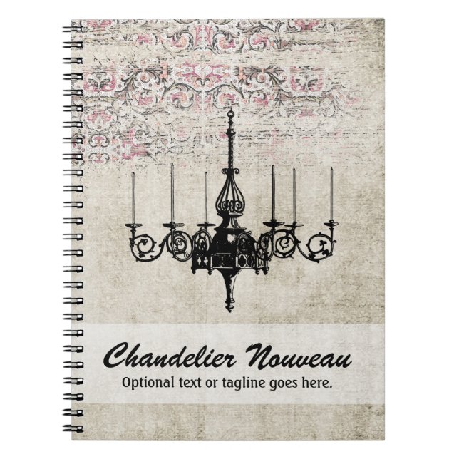 Victorian Chandelier Shabby Chic Vintage Damask Notebook (Front)