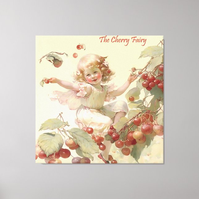 Victorian “Cherry Fairy” in a Fruit Tree Poster Ac Canvas Print (Front)