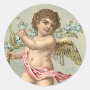 Victorian Cherub Classic Round Sticker