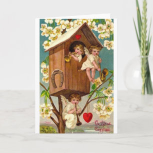 Victorian Cherub Musicians Valentine's Day Card