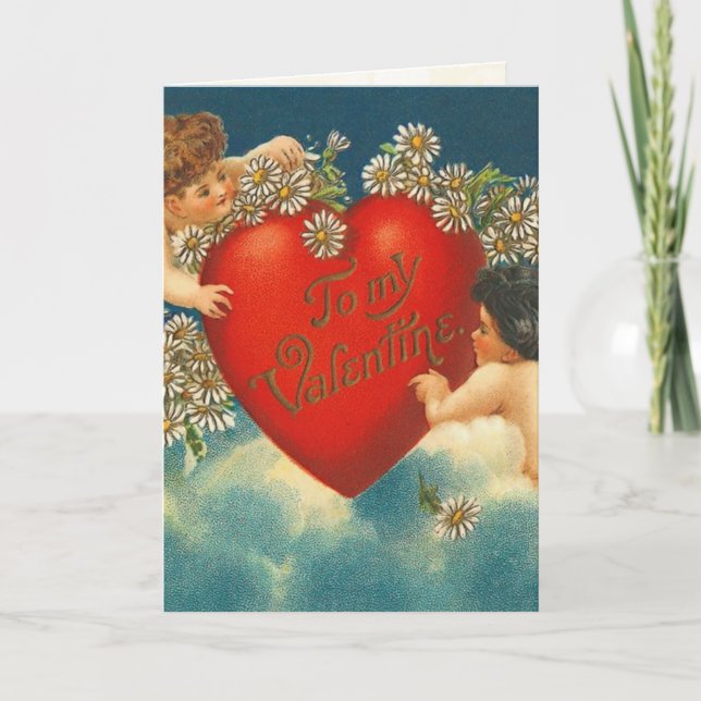Victorian Cherub Valentine Card (Front)