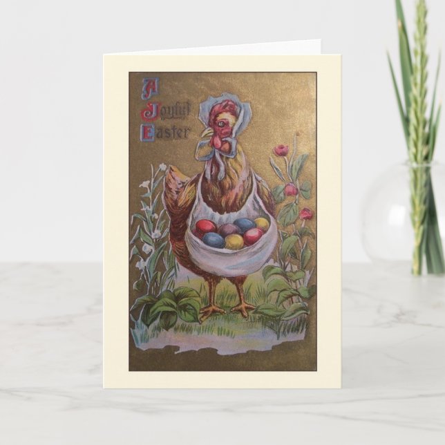 Victorian Chicken Easter Greeting Card (Front)