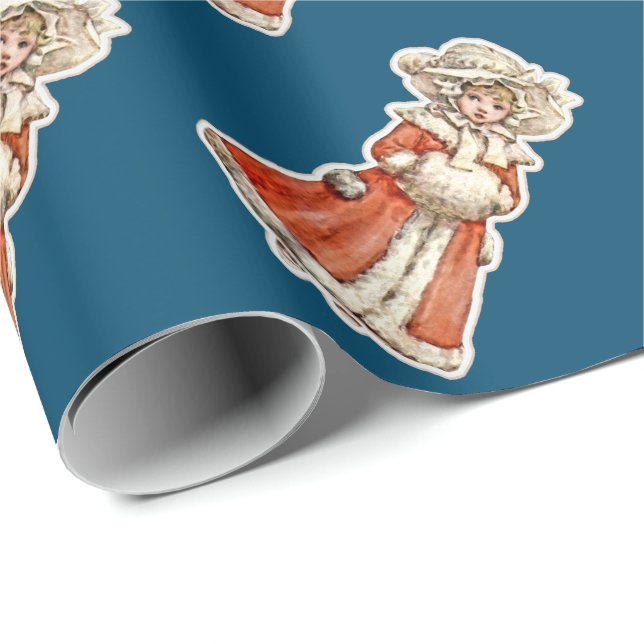 Victorian child paper doll winter coat hand muff (Roll Corner)