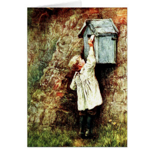 Victorian child sending a letter card