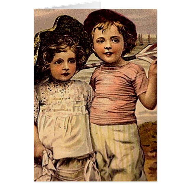 Victorian Children Beach Any Occasion Blank Inside (Front)